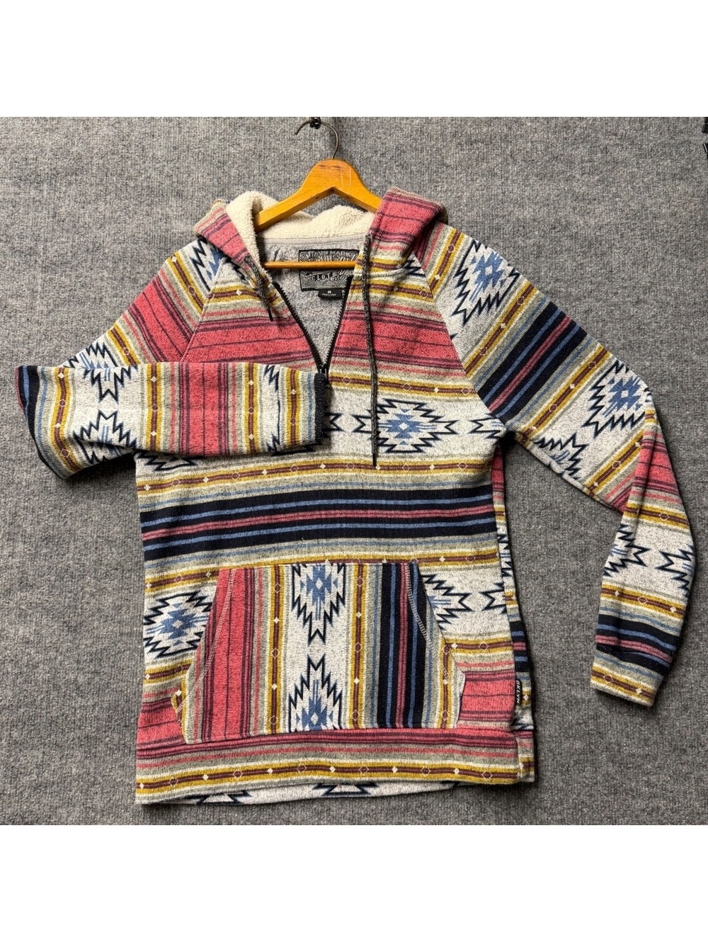 Brooklyn Cloth Aztec Sherpa Hood Baja Hoodie Mens M